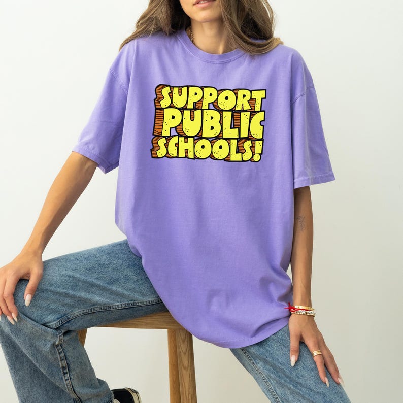 Public School Support Shirt Teacher Rally Wear Comfort Colors Cotton Professional Education Advocate Statement Teaching Community Unity Message Protest March Essential Teacher Movement Support Quality Construction Soft Material Durable
