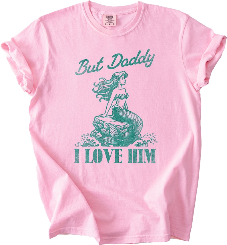 Comfort Color Tee Women Disney Shirt Cotton Ringspun Quality Little Mermaid Design Quote Graphic Printed DTG Technology Island Reef Blossom Colors Soft Fabric Feel Summer Vacation Wear Beach Day Outfit Theme Park Visit Fan Apparel Available