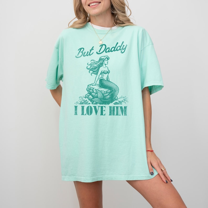 Beach Outfit Tee Summer Fashion Essential Women Disney Shirt Little Mermaid Design Cotton Ringspun Comfort Color Style Quote Graphic Printed Island Reef Blossom Options Vacation Ready Apparel Theme Park Visit Wear Soft Fabric Feel Multiple