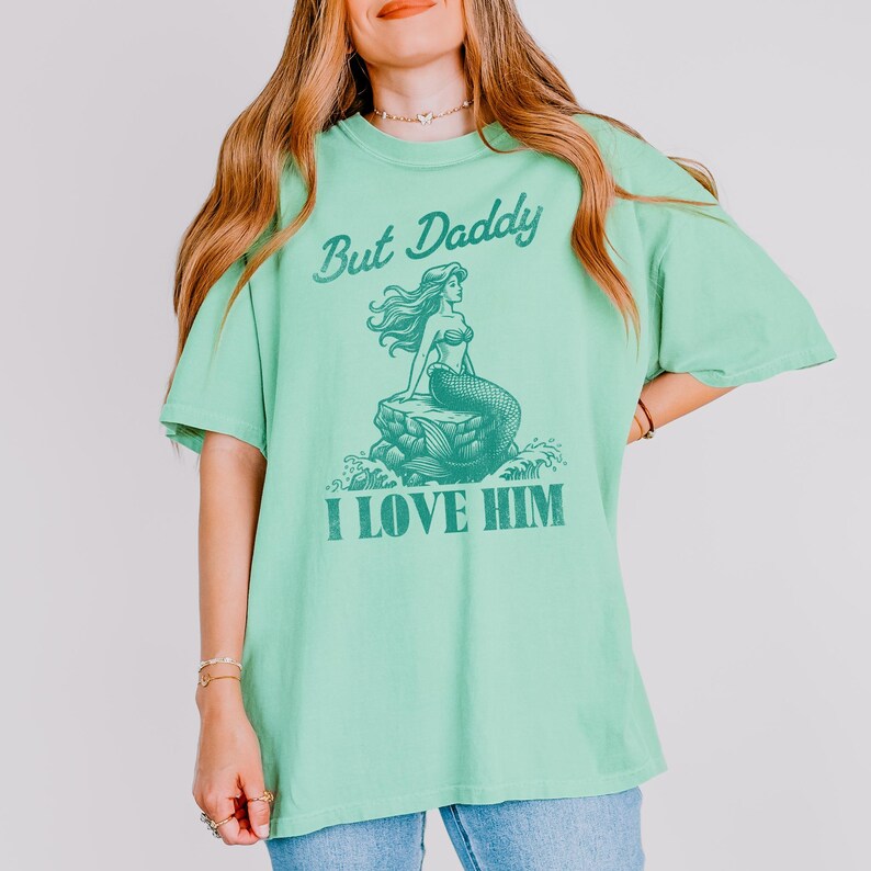 Beach Outfit Tee Summer Fashion Essential Women Disney Shirt Little Mermaid Design Cotton Ringspun Comfort Color Style Quote Graphic Printed Island Reef Blossom Options Vacation Ready Apparel Theme Park Visit Wear Soft Fabric Feel Multiple