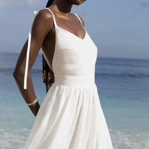 Cotton LINEN looking white DRESS full length long dress Linen cotton blend long dress full length Linen dress for woman Sleeveless Dress