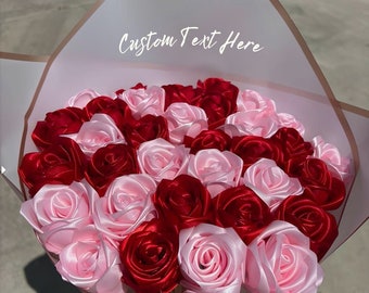Bouquet de roses éternelles personnalisé avec message personnalisé pour maman, cadeau de mariage, cadeau d'anniversaire