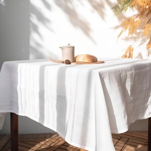 custom tablecloth Washed soft linen table cover Moss stonewashed linen custom size tablecloth Natural dining lightweight tablecloth White