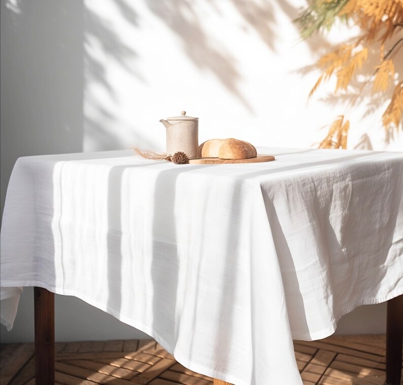 custom tablecloth Washed soft linen table cover Moss stonewashed linen custom size tablecloth Natural dining lightweight tablecloth White