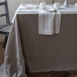 custom tablecloth Washed soft linen table cover Moss stonewashed linen custom size tablecloth Natural dining lightweight tablecloth Light Grey