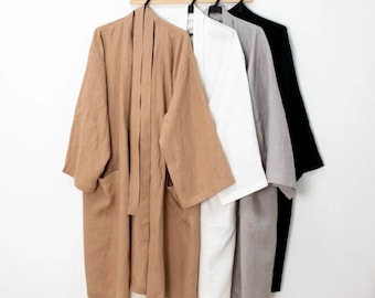 LUXURIOUS Linen Bathrobe kimono Gift for her Natural linen robe Women's bathrobe white flax kimono Linen robe 100% Linen bathrobe sleepwear