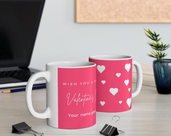 Custom Love Mug: Personalized Valentine's Day Gift for Couples - Heart Design Ceramic Cup