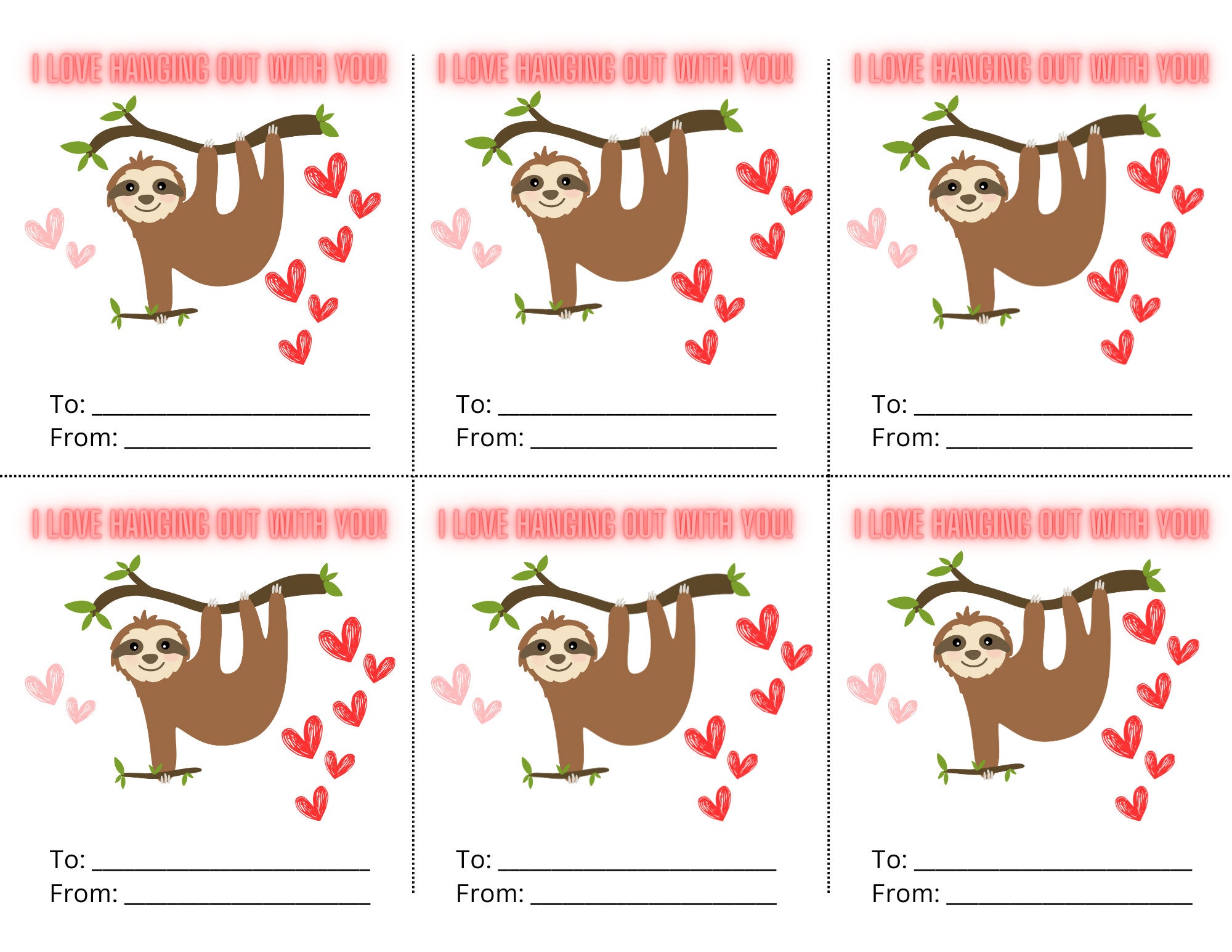 Sloth Valentine Printable - Etsy