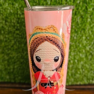 Virgencita vaso personalizado, vaso delgado, artículos para beber personalizados, vaso delgado de sublimación con pajita, vaso de 20 oz