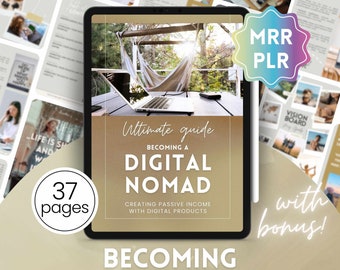 DFY Becoming a Digital Nomad Guide, Master Resell Rights MRR, Private Label Rights PLR, Digital Product Passive Income, Ebook Template Canva