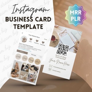 Modelo de cartão de visita editável do Instagram Canva, cartão de visita com código QR, direitos de revenda mestre MRR e direitos de marca própria PLR, pronto para você