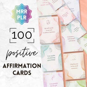 100 Positive Affirmations, Editable Printable Cards, Canva Templates, Resell Rights, Personal Growth, Mindfulness, Daily Inspiration Notes