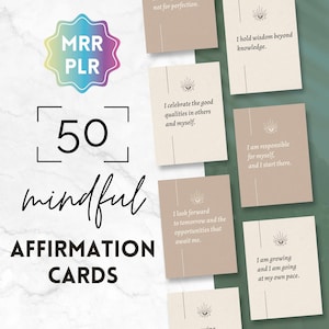 Afdrukbare kaarten PLR Mindful Affirmation, canvassjablonen, master-doorverkooprechten MRR en huismerkrechten, doorverkopen, digitaal product, genezing