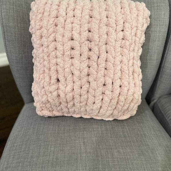 Chunky Soft Knit Throw Pillow - Light Pink in Small (16x16) only 1 available