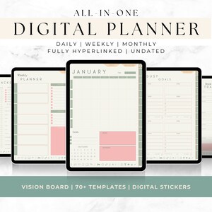 Digital Planner | All-In-One Undated Digital Journal | Goodnotes Journal | Notability Journal | Goodnotes Planner | Instant Download