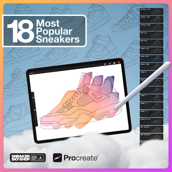 Procreate Sneaker Stamp Pack for Virtual Designs