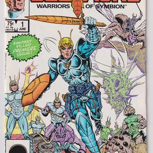May include: Sectaurs comic book cover featuring a warrior in blue armor wielding a sword. The cover art includes various insect-like creatures and the text "Fantasy-Filled Premiere Issue!" and "Warriors of Symbion".
