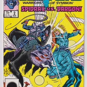 May include: Marvel Sectaurs comic book cover featuring Spidrax vs. Dargon. The cover has a yellow background with the title and issue number. The illustration depicts two warriors on insect-like creatures in battle, with one wielding a sword.