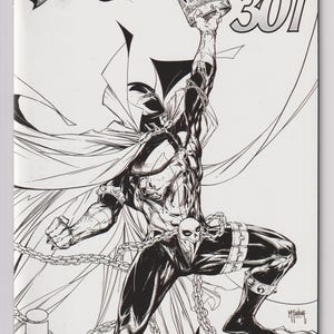 May include: Black and white comic book cover featuring the character Spawn. The cover art shows Spawn holding a crown, with chains and a cape. The comic book title is "Spawn" and the issue number is 301.