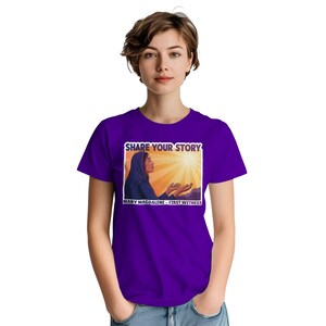 あなたのストーリーをシェアするTシャツ、マグダラのマリアのクリスチャンTシャツ、インスピレーションを与える信仰のアパレル