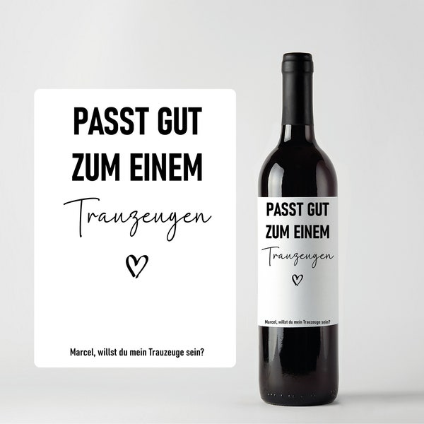 Hochzeit Trauzeugen fragen personalisiert | Trauzeugen Geschenk | Hochzeitsgeschenk personalisiert |  Trauzeugen fragen |Weinetikett kreativ