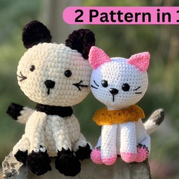 2 in 1 Cat Crochet Pattern | Crochet Patterns | crochet kittens | gift for cat lover | Crochet kitten pattern | Amigurumi cat