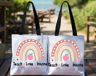 Personalized Tote Bag for Teacher, Customizable Gift for Educator, Teacher Appreciation Tote Bag, Personalized Teacher Tote Bag