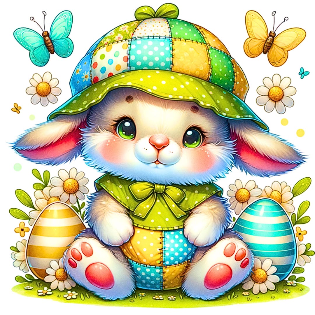 Easter Watercolor Bunny Clipart Bundle I Cute Bunny PNG Clipart I ...