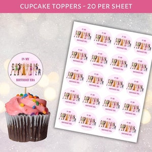 Eras Taylor Birthday Cupcake Toppers | Eras Cupcake Toppers | Digital Birthday Templates