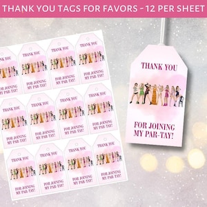 Eras Taylor Birthday Thank You Tags | Birthday Thank You Tags | Party Favor Tags | Digital Birthday Templates