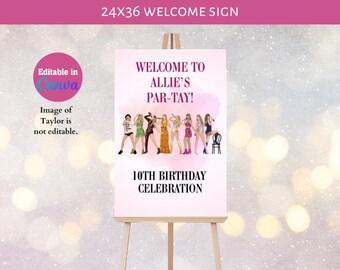 Eras Taylor Birthday Welcome Sign | Party Template  - Instant Download