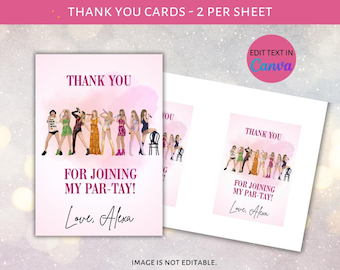 Eras Tour Birthday Thank You Cards | Editable Template (Digital Download)