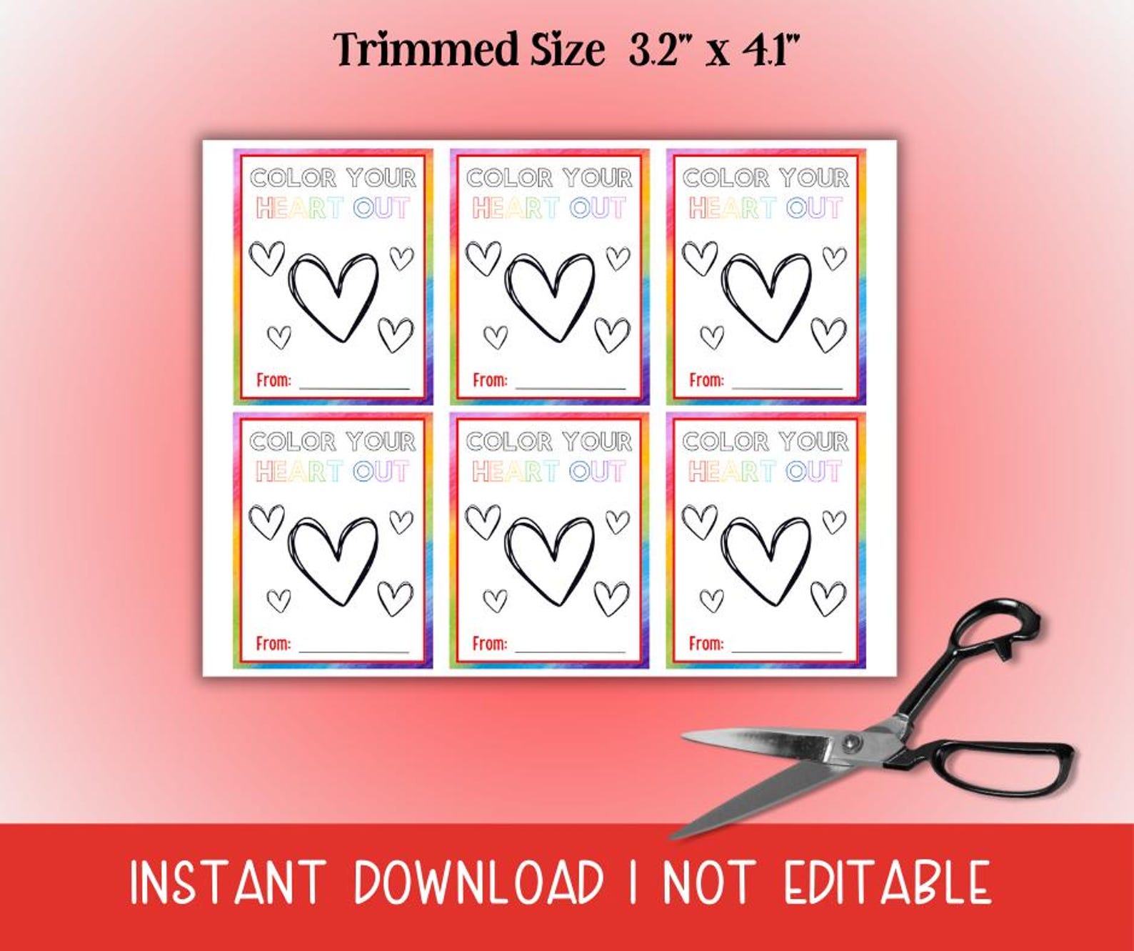 Valentine's Day Coloring Cards, Kids Valentine Printable, Class ...