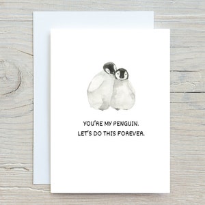 Tarjeta de amor de pingüino de 5x7 / Tarjeta de pareja / Tarjeta de aniversario / Tarjeta de San Valentín / Archivo imprimible digital de cumpleaños / Descarga instantánea