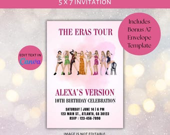 Eras Taylor Birthday Party Invitation | Digital Invitation Template
