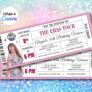 Eras Ticket Invite | Taylor Birthday Party Invitation | Digital Invitation Template