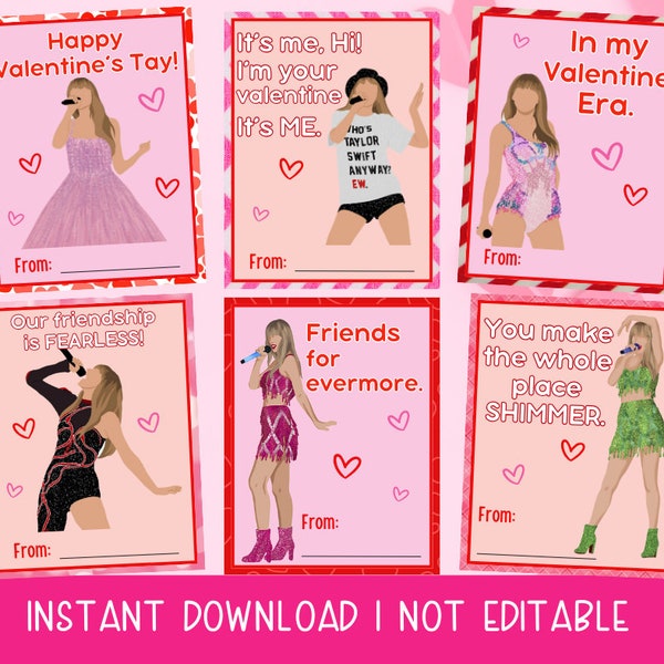 Taylor Valentine Cards, Valentine's Day Cards, Valentine Printable, Swiftie Valentines, Valentine Cards | Digital Valentine Template