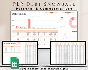 PLR Debt Snowball Spreadsheet for Google Sheets | Master Resell Rights | Commercial License PLR | Sinking Funds Budget Spreadsheet