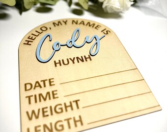 Custom Order - Baby Announcement - Wooden Sign Birth Stats - Free Shipping