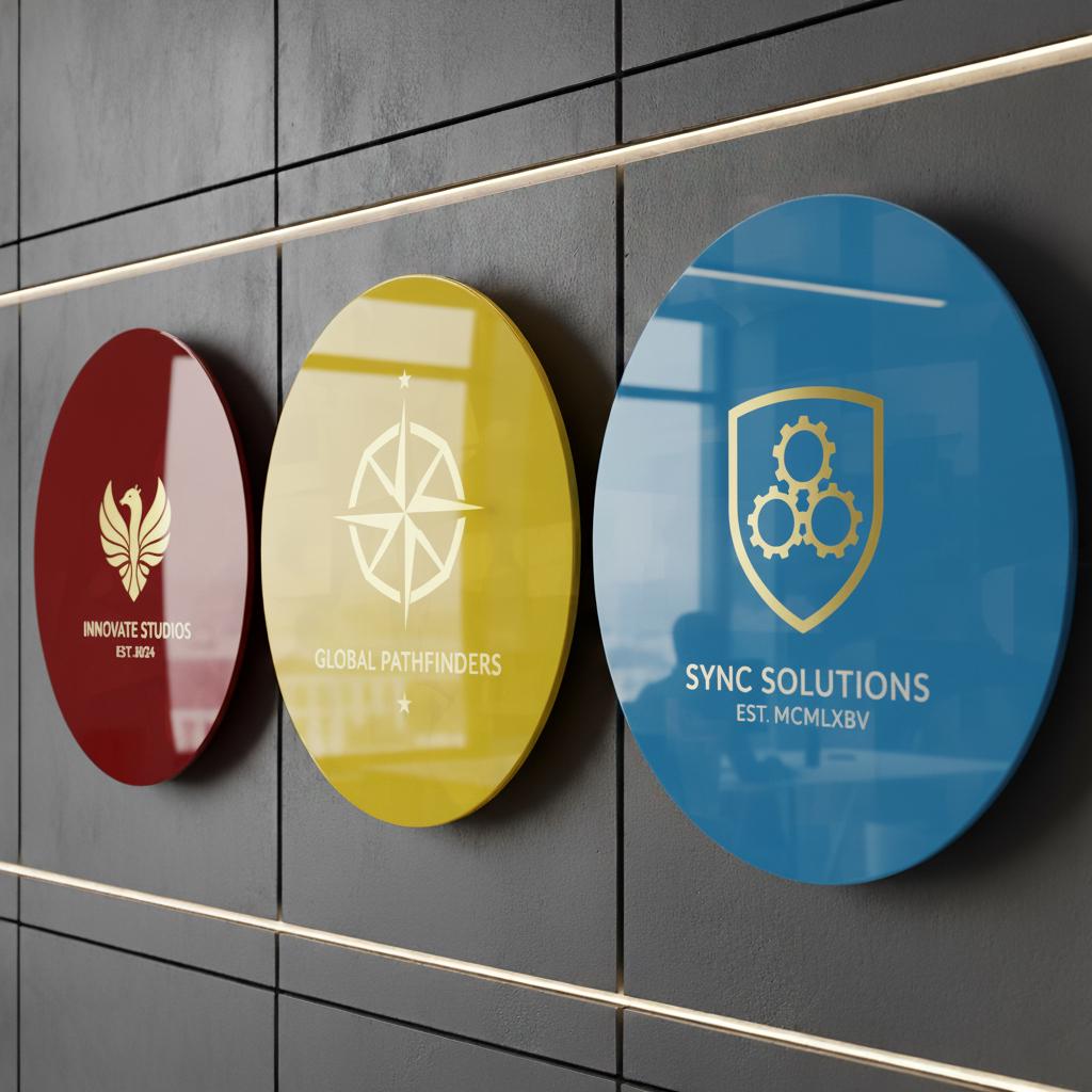 Custom Tempered Glass Logo Sign, Modern Office Wall Art, Personalized ...