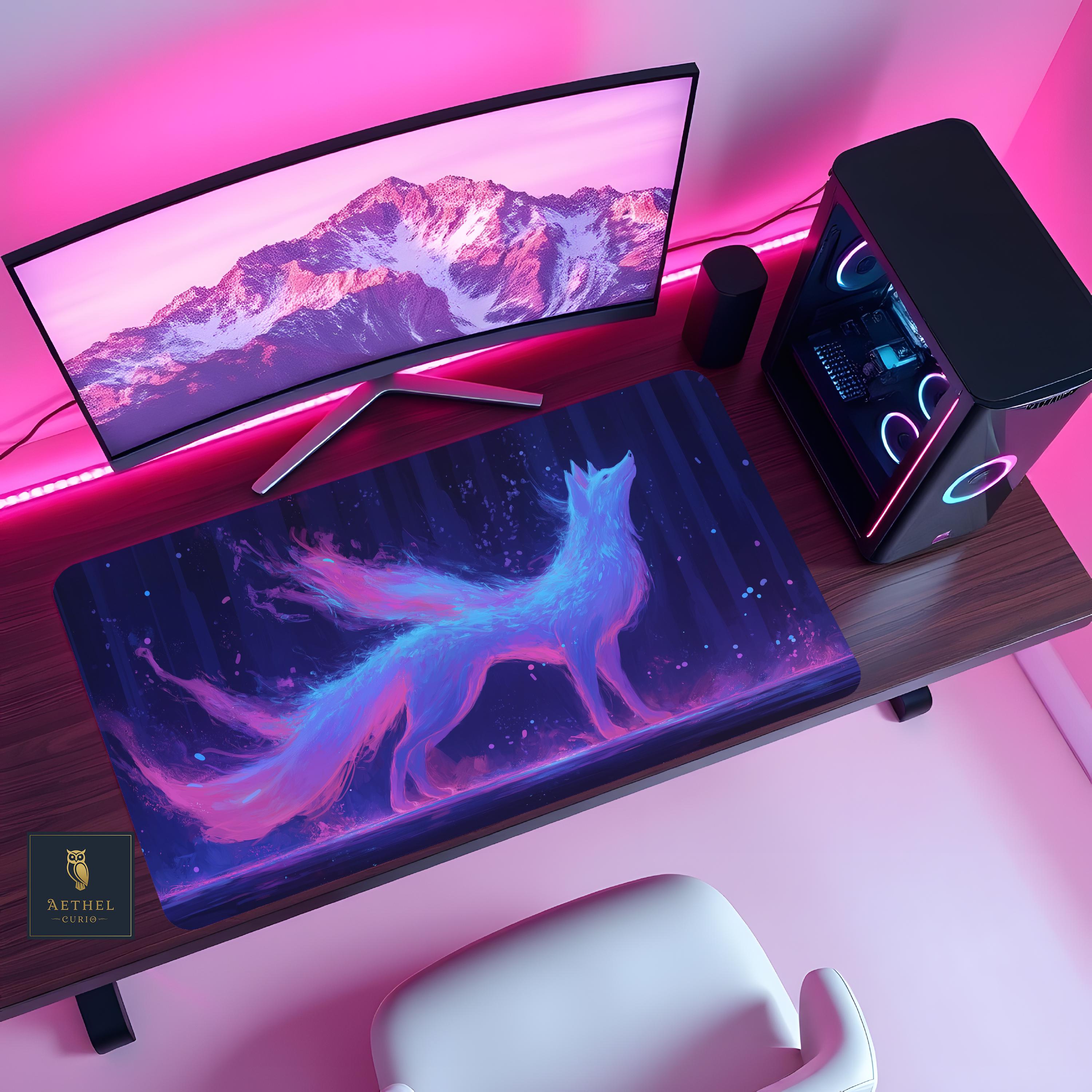 サイバーパンクフォックスマウスパッド | 魔法のように光るRGBデスク