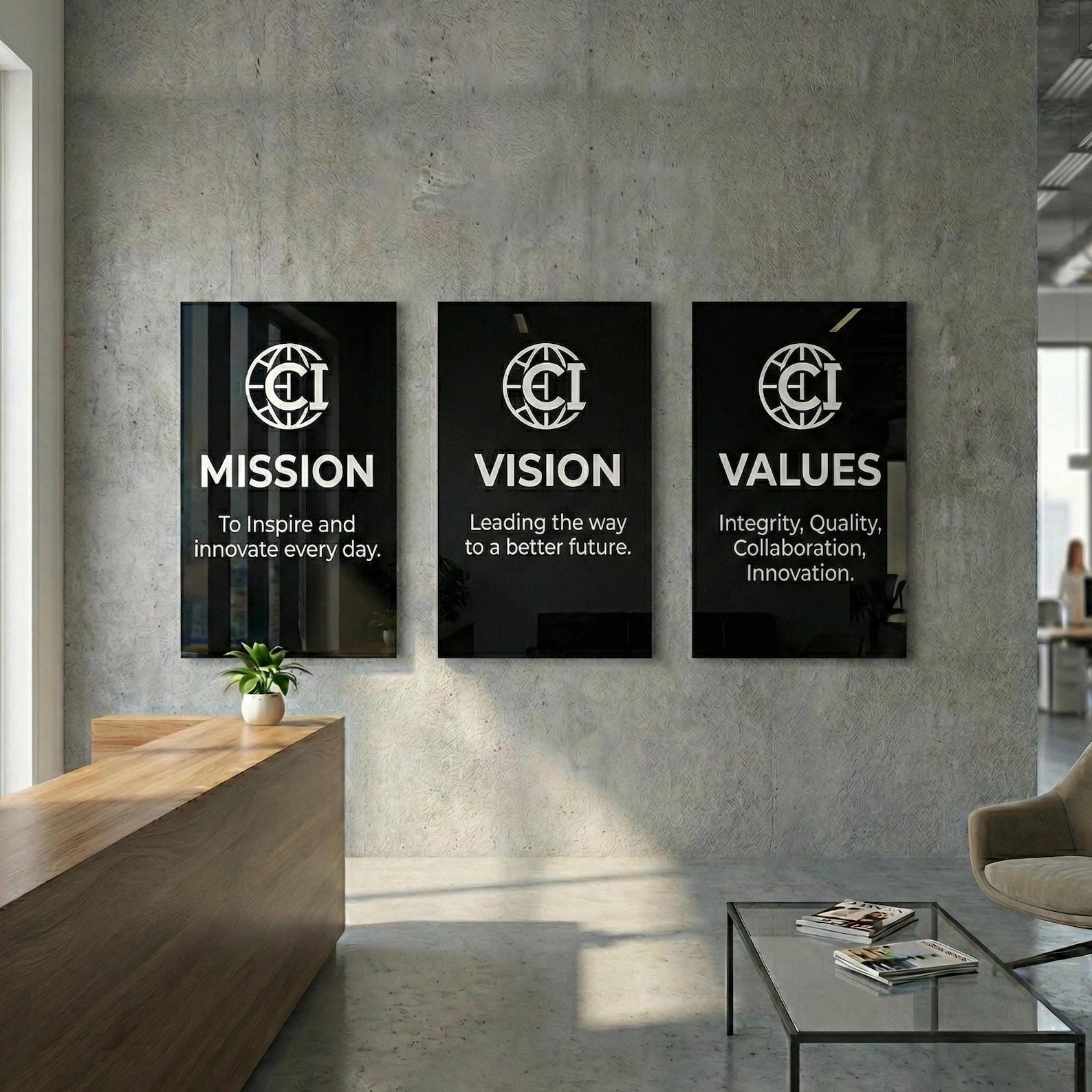 Custom Sign Company Vision, Personalized Mission Statement Glass Sign ...
