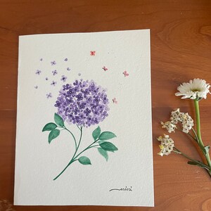 Cartão pintado à mão em aquarela