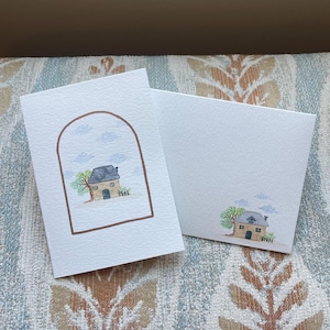 Tarjeta de felicitación con diseño floral en acuarela, pintada a mano, en blanco por dentro, ecológica