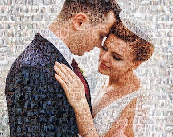 Mosaico fotográfico, retrato a partir de fotos, mosaico fotográfico, retrato a partir de fotos pequeñas, Día del Padre, collage de fotos, collage de fotos en mosaico personalizado