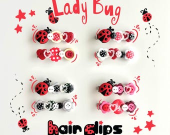 Ladybug Button Hair Clips | 2pc | Handmade Y2K Accessories