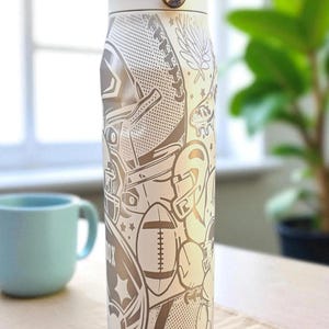 Stanley Football Tumbler: Engraved IceFlow Water Bottle, Leakproof Fan Gift