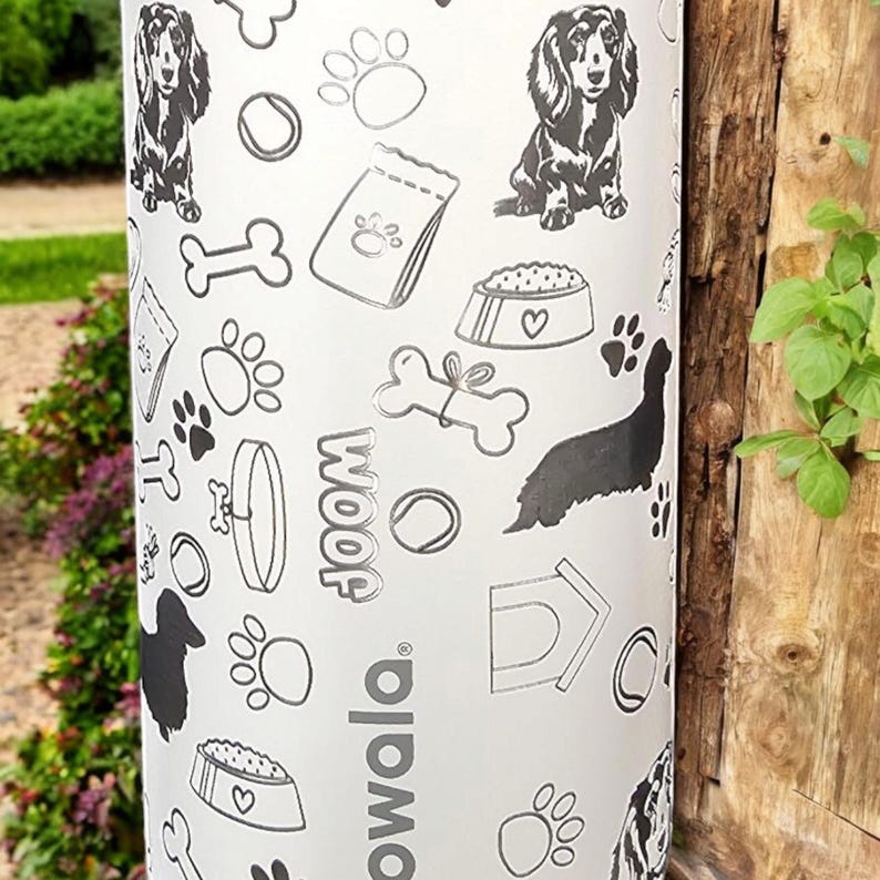 Engraved Dachshund Owala Water Bottle: Long Haired Weiner Dog