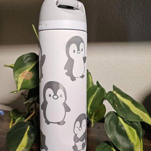 Penguin Design Engraved Owala Bottle: Custom Freesip, Sway, Smooth Sip, optional personalization