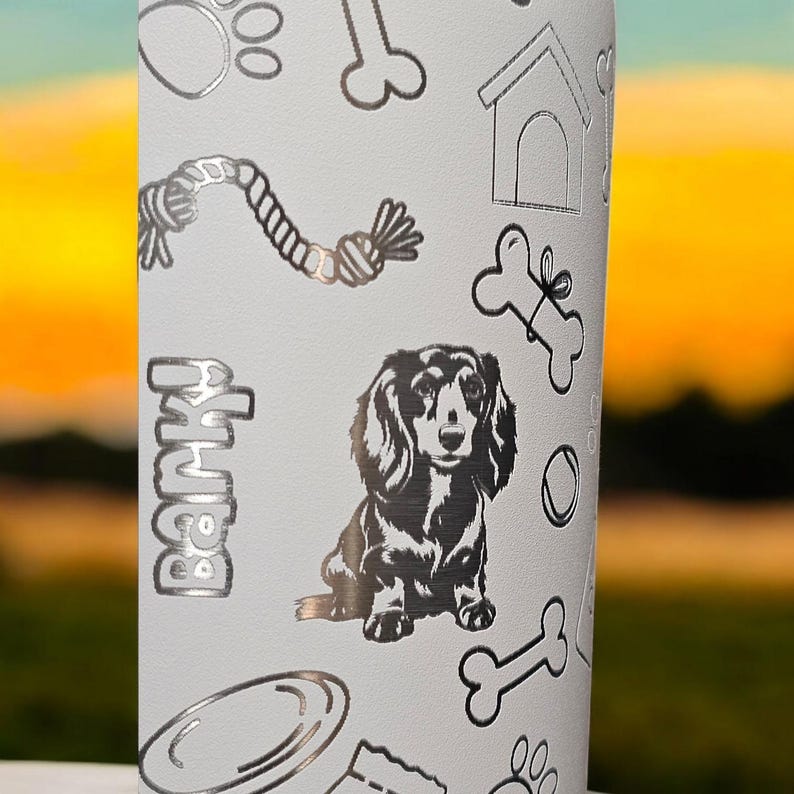 Engraved Dachshund Owala Water Bottle: Long Haired Weiner Dog